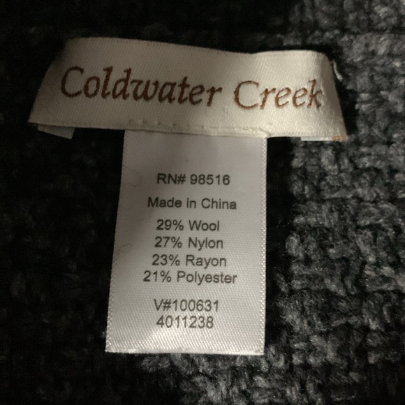 Coldwater Creek gray, fringed poncho.  One size fits most. - Picture 4 of 8